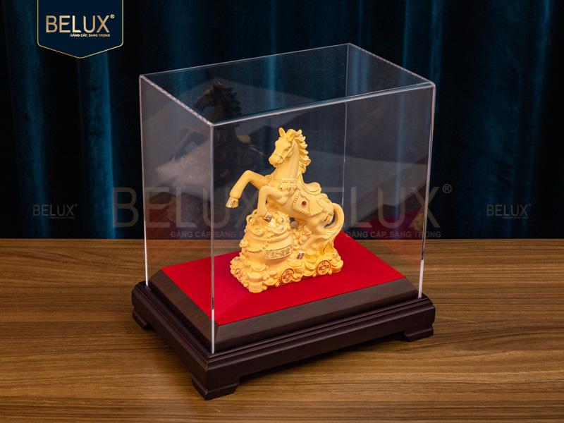 Tượng Ngựa Hũ Tiền dát vàng cát&nbsp;11.8x5.1x15cm